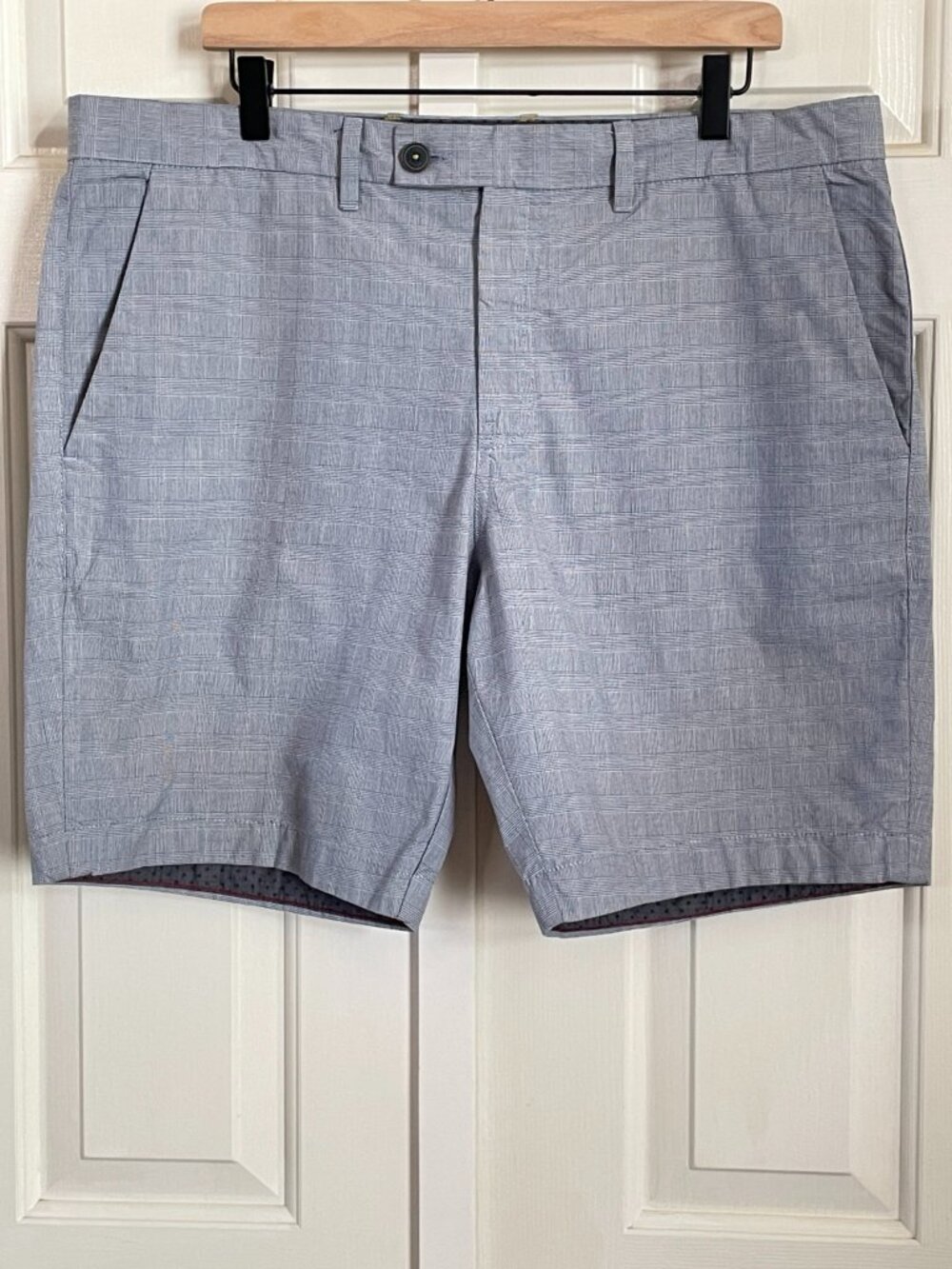 Ted Baker Ronica Glen Plaid Cotton Shorts Blue Gray 38 9 Inch